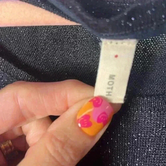 Anthropologie Moth Asymmetrical Metallic Lightweight Sweater Size Small Navy - Picture 2 of 11